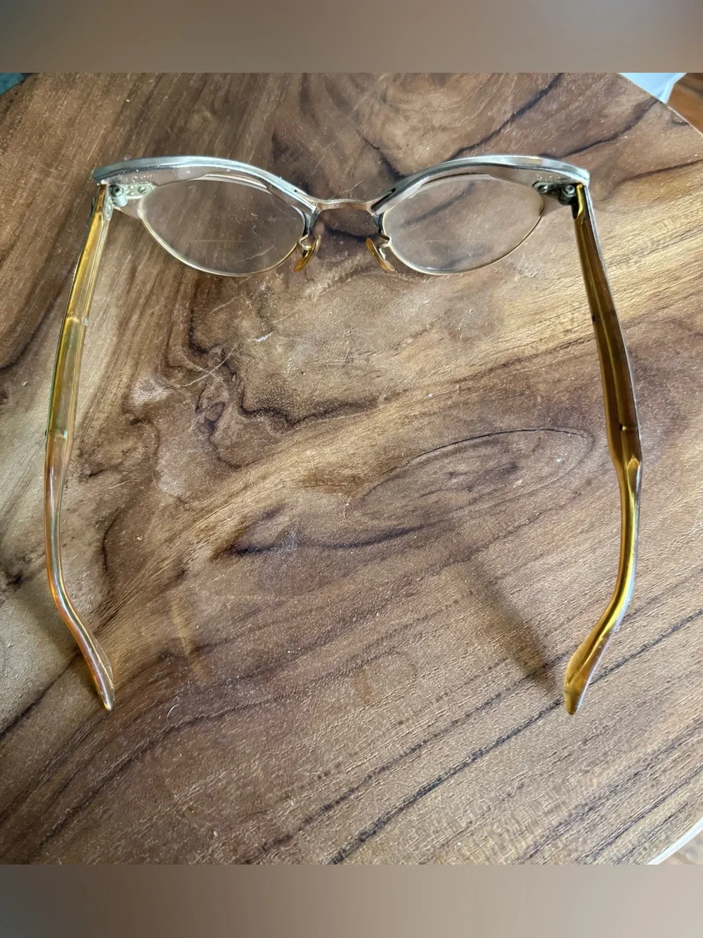 Vintage 12K Gold Fill Cat Eye Eyeglasses Etched Detail 1950s